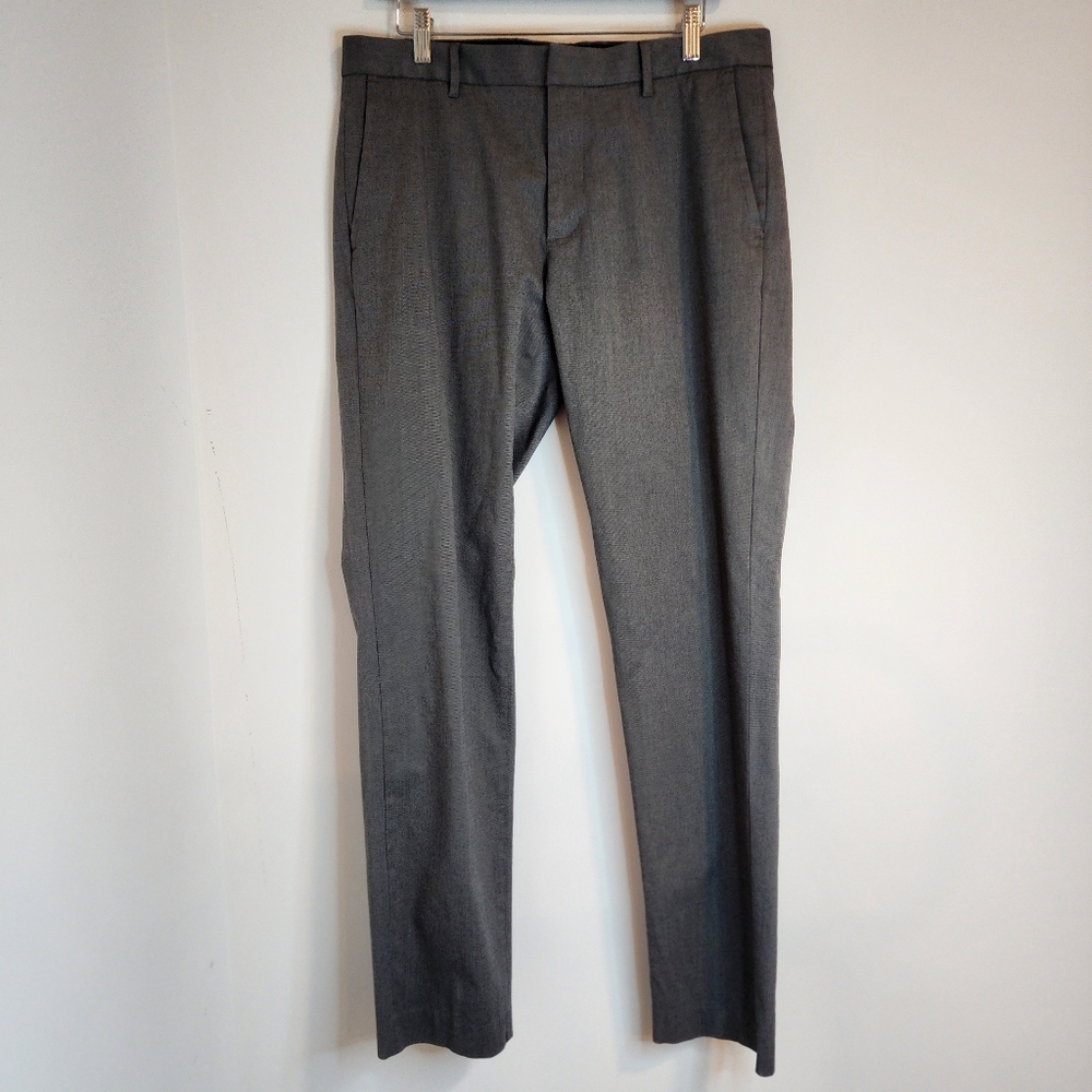 Bonobos Mens 33x32 Friday Slim Dress Pants Gray Flat Front Mid Rise Cotton Blend
